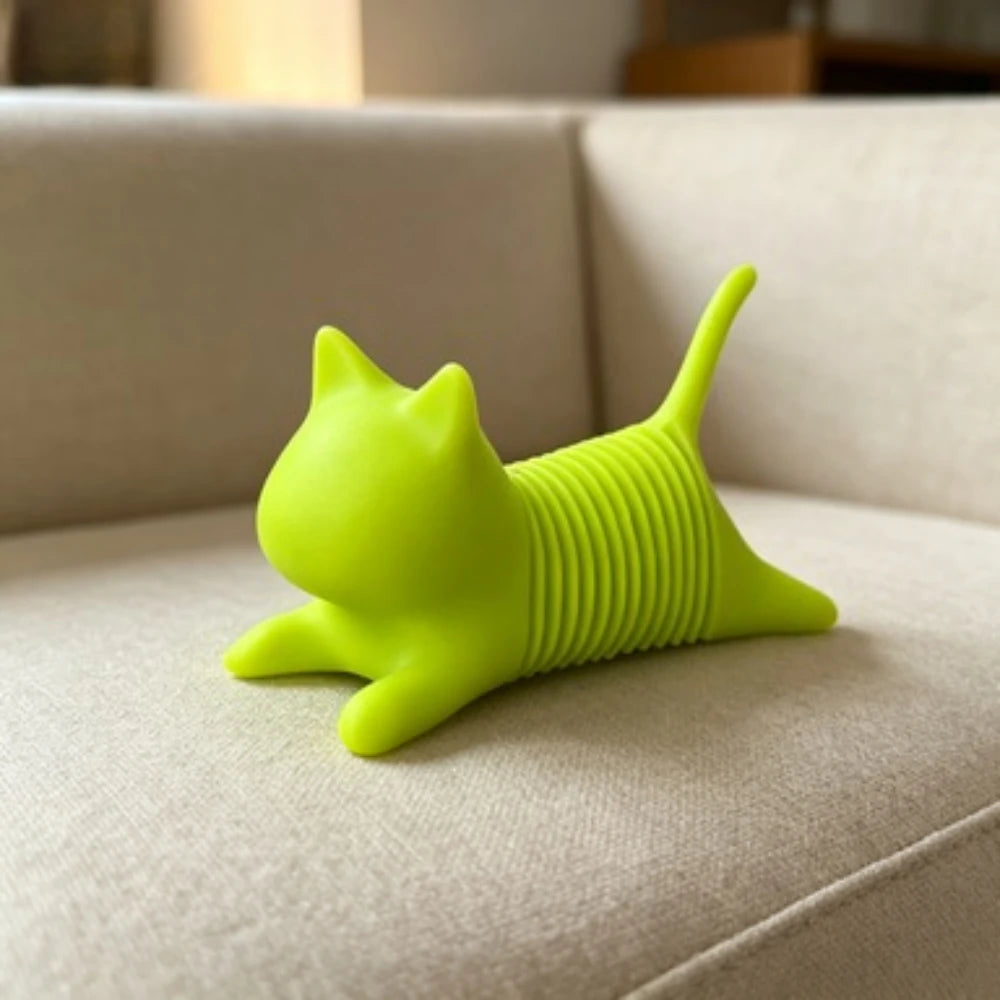 3D Printed Spring Cat Figurine Flexible Wobble Kitty Statue Cute Fidget Cat Desktop Decor Novelty Stress Relief Collectible Gift Oasis Select