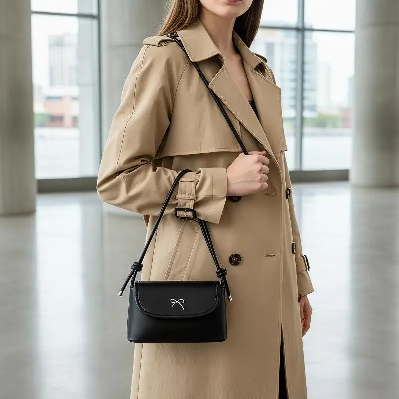 Women's Butterfly Knot PU Shoulder Bag | Small Square Bag