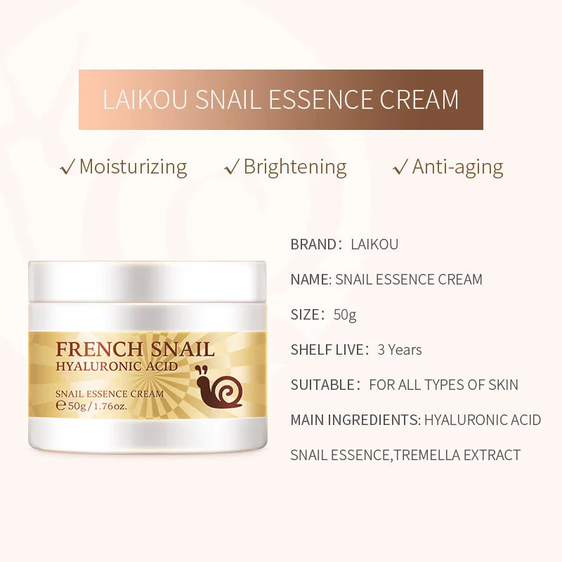 LAIKOU Snail Face Cream – Hyaluronic Acid & Collagen 50ml Snail Face Cream Oasis Select
