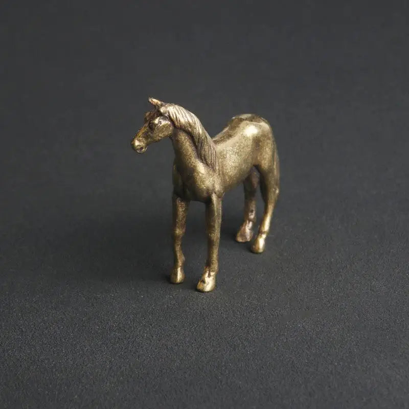 Miniature Bronze Brass Horse Figurine Sculpture Animal Statue Pure Copper Desktop Decoration Artwork for Home Decor Oasis Select