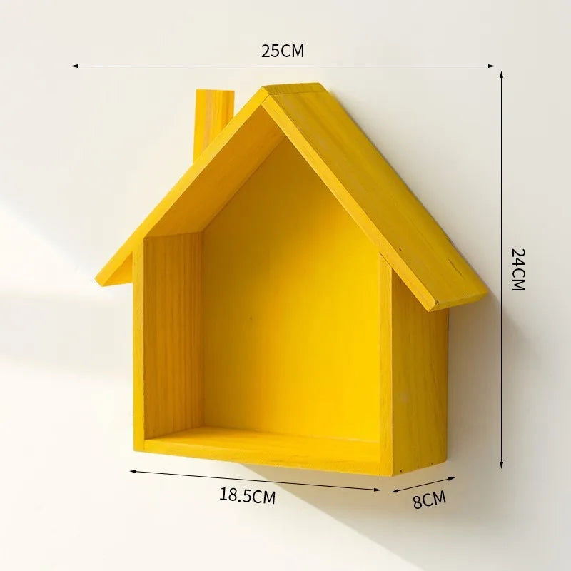 Wooden Small House Retro and Nostalgic Home Wall Decoration Entrance Decoration Wall Hanging Decoration Storage Rack Oasis Select b