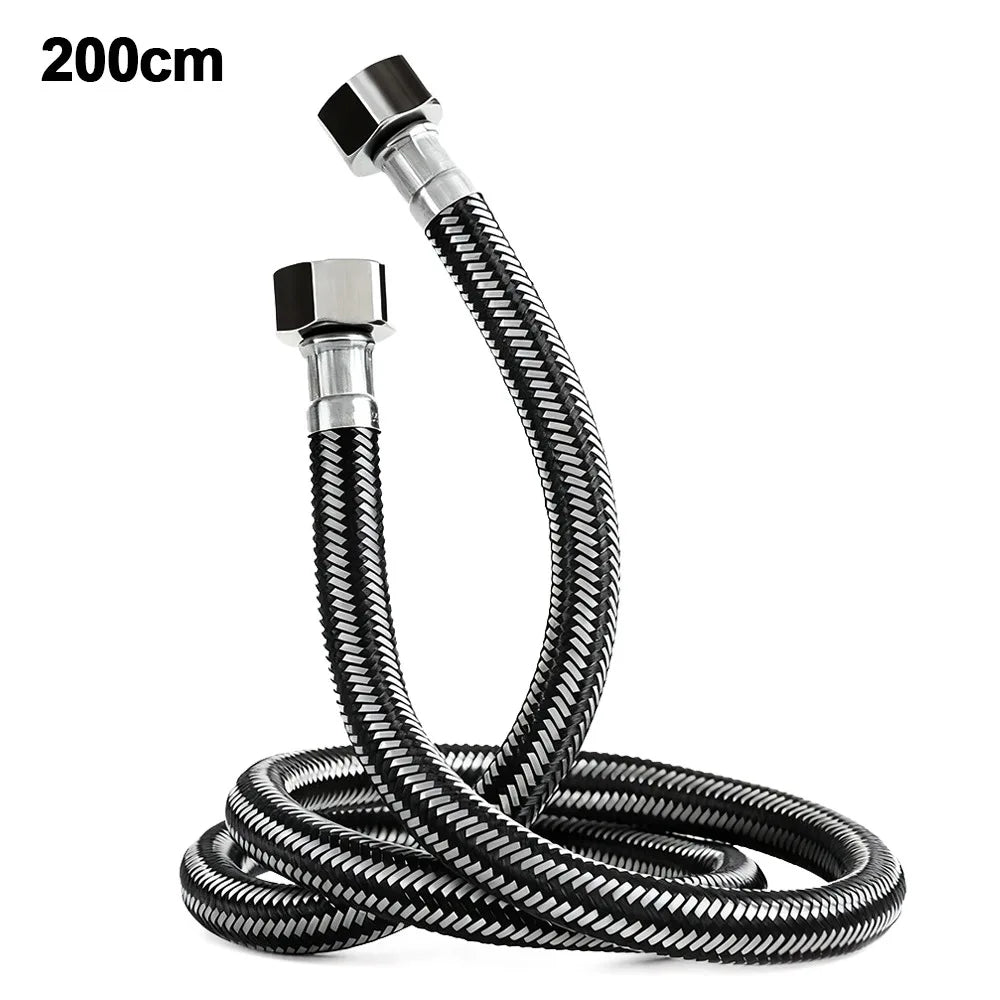 Durable 30-200cm Stainless Steel Braided Flexible Tube Hose Useful 1/2 Inch Hot and Cold Water Faucet Inlet Pipe Hose Oasis Select 200cm