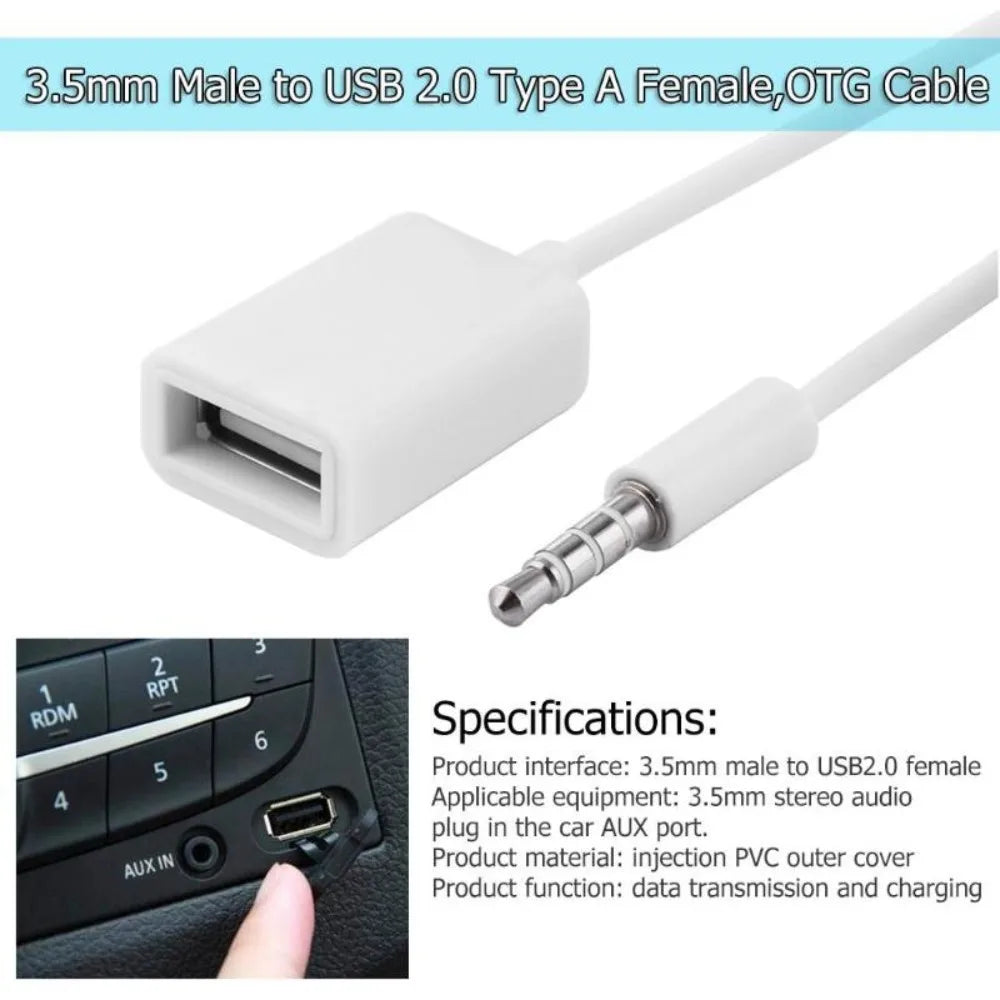 3.5mm Male Usb Female To 3.5mm Car Audio Cable AUX Audio OTG 3.5MM To USB Female Adapter Cable USB 2.0 Female Converter Cable Oasis Select