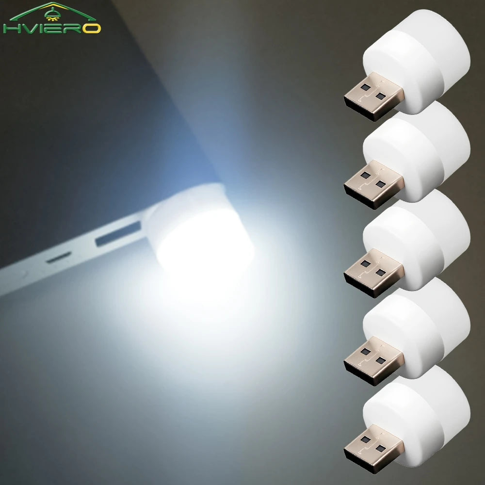 1/2/3/5/10Pcs USB LED Plug Lamp Super Bright Eye Protection Bulbs USB Book Lights Computer Mobile Power Charging LED Night Light Oasis Select