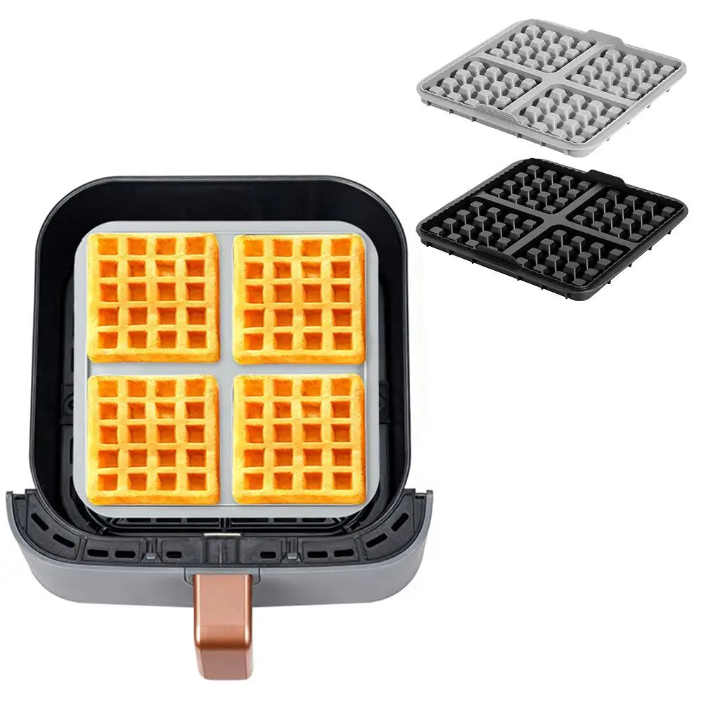 Air Fryer Silicone Waffle Maker Mold Square Reusable Non-stick Easy Release Biscuit Pancake Waffle Baking Mold Kitchen Accessory Oasis Select