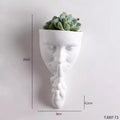 Creative Artistic Face Shaped Wall Planter Retro Human Profile Flowerpots Succulent/Plant Pot for Wall Decor Balcony Living Room Oasis Select Flower Pot - Beige