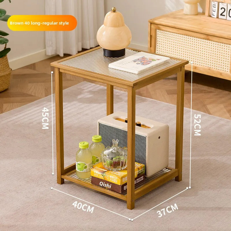 Living room mobile small coffee table cart sofa side cabinet side cabinet bedroom bedside shelf small side table Oasis Select Brown 40 long