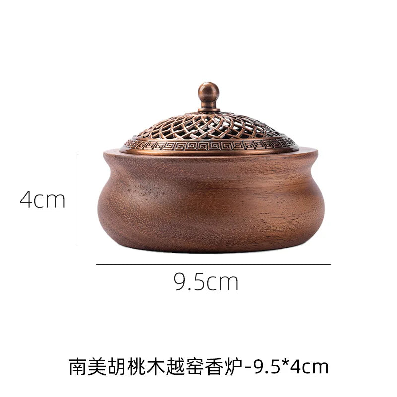 Walnut Wood Solid Wood Incense Burner Chinese-style Retro Household Incense Burner Base Creative Sinking Incense Burner Oasis Select C