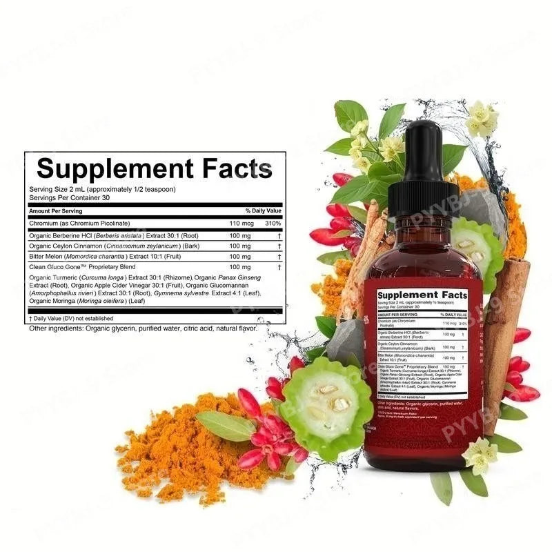 Berberine Chromium Turmeric Ginseng Liquid Drops 60ml Herbal Liquid Drops Oasis Select