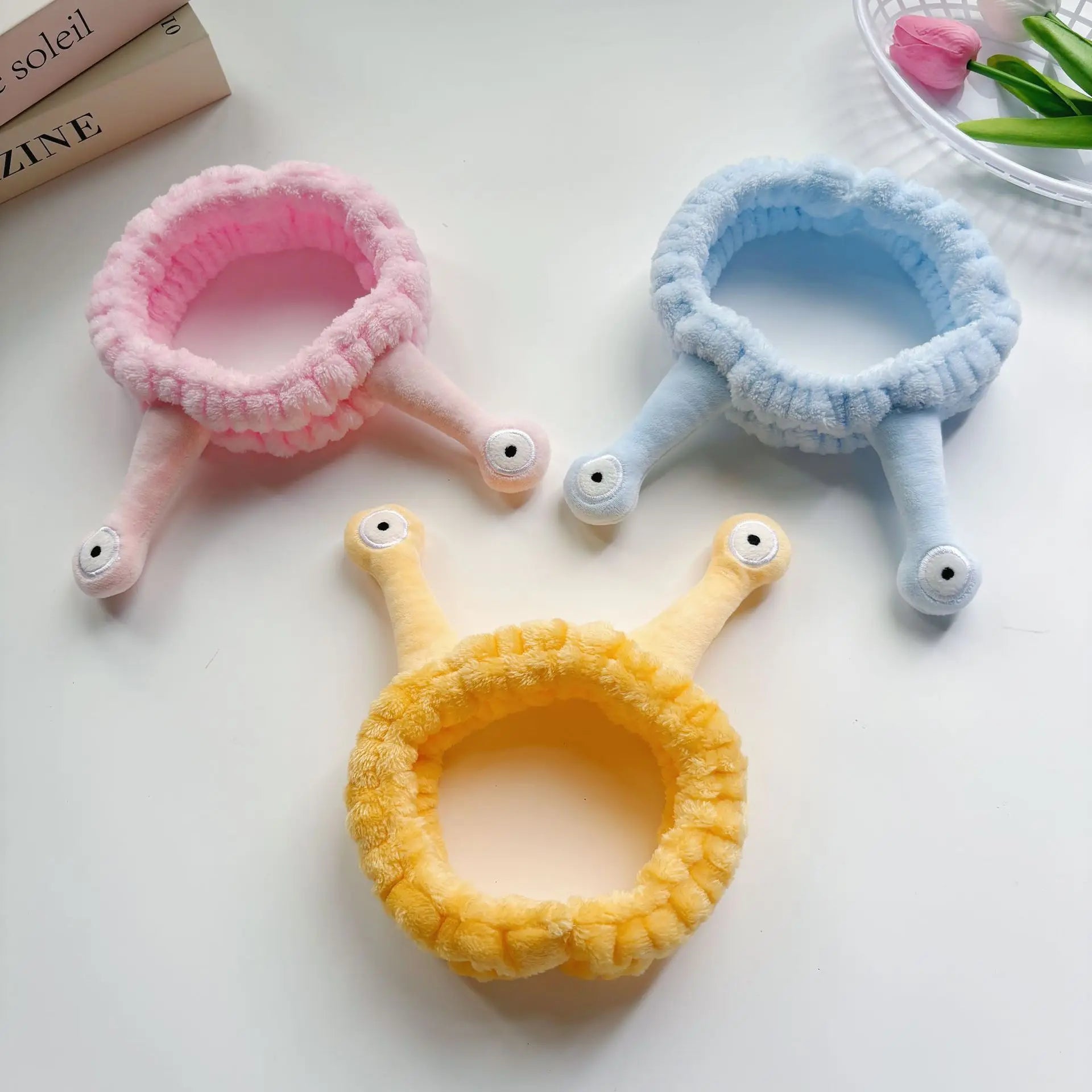 Elastic Headbands Women's Cute Coral Fleece Creative Hair Accessories for Makeup Snail Spa Hair Bands Cartoon Design Hairbands Oasis Select
