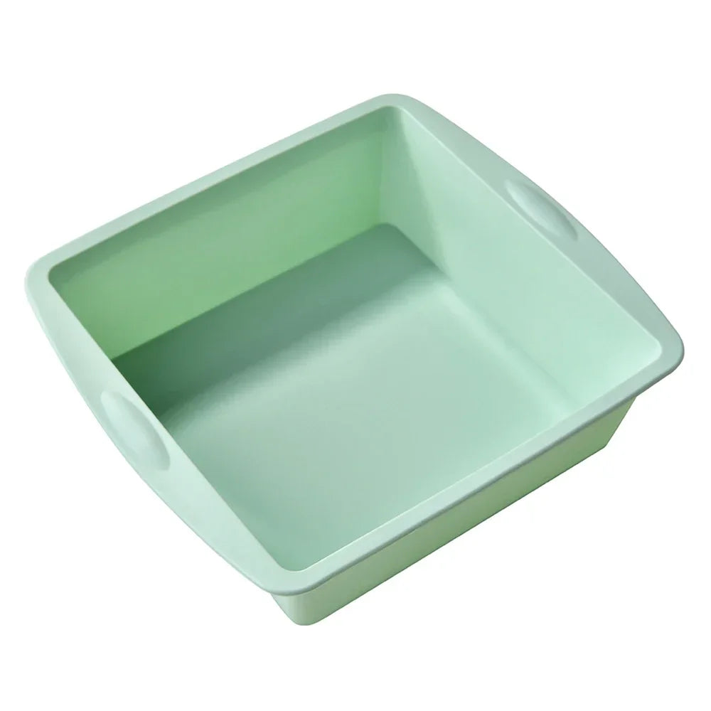 1/4Pcs Silicone Square Cake Plate Non-Stick Brownie Pot with Anti-Slip Handle Oven and Air Fryer Safe Perfect for Baking Cakes Oasis Select 1Pc Green