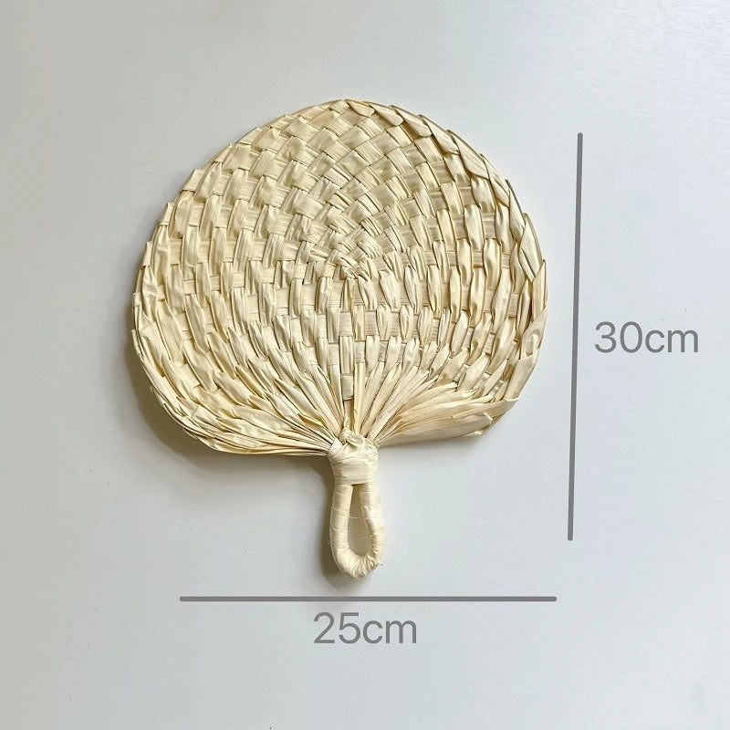 Chinese Style Handmade Fan Retro Natural Bamboo Braided Fan New Summer Cooling Hand Fan Art Crafts Woven Fan Home Decorations Oasis Select Small round handle
