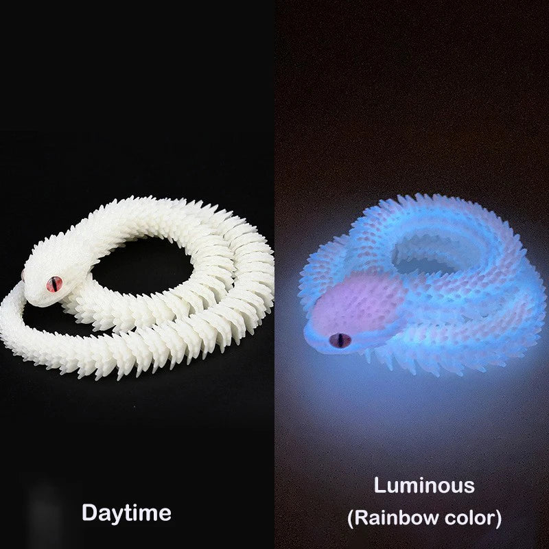 Snake Sculpture Articulated Snake Decor Articulated Snake Figurine with Movable Joints 3d Printed Model for Home for Bookshelf Oasis Select Luminous Rainbow
