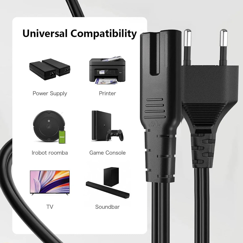 EU US TO C7 Power Cord Cable 2Pin IEC320 C7 Figure 8 For Laptop PS4 LED TV Lamp Speaker Monitor Printer Household Oasis Select