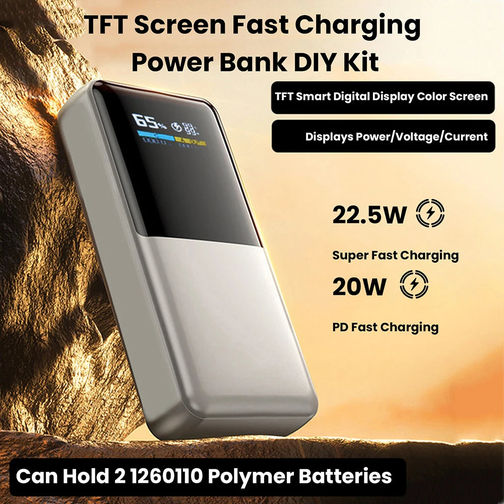 22.5W Fast Charging Power Bank Motherboard with TFT Color Digital Display for Ternary Lithium Battery PD QC Quick Charge Module Oasis Select