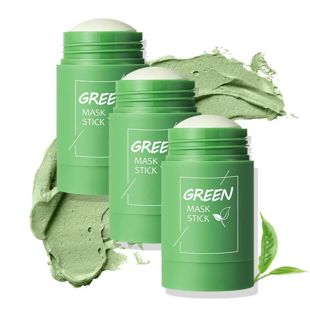 1/3PCS Green Tea Clay Stick For Face, Green Mask Stick Smear Acne Shrink Blackhead Green Tea Extract Facial Mask Pore Cleansing Oasis Select