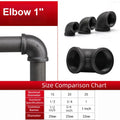 New Black Pipe Fittings Malleable Iron Elbow Plumbing Pipe Joint 1/2'' 3/4'' 1'' Threaded Pipe Connection Oasis Select Elbow 1- 16mm