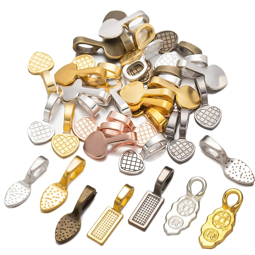 20/50pcs Spoon Glue-on Flat Pad Pendant Bail Oval Scrabble Linking Charm Bails Charm Connector Hangers for DIY Jewelry Making Oasis Select