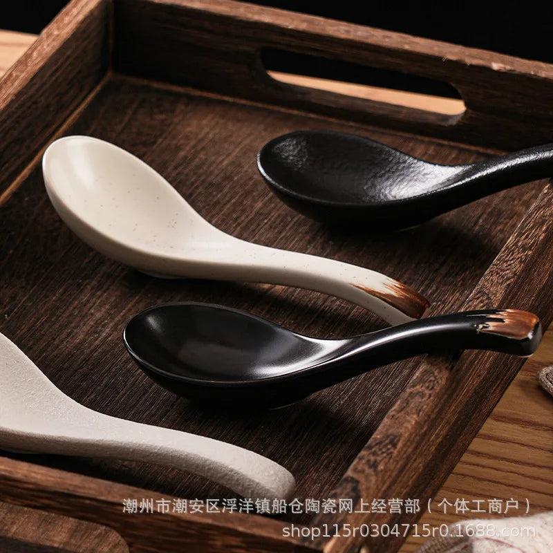 Ceramic Spoon Soup Spoon, Rice Spoon, Tableware Drinking And Eating Spoon Cute Small Spoon Oasis Select