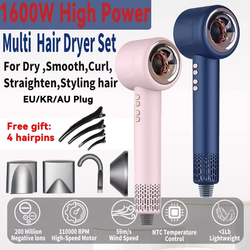 URGGU 1600W Bladeless Ionic Hair Dryer | 3 Heat Modes & Wall Mount