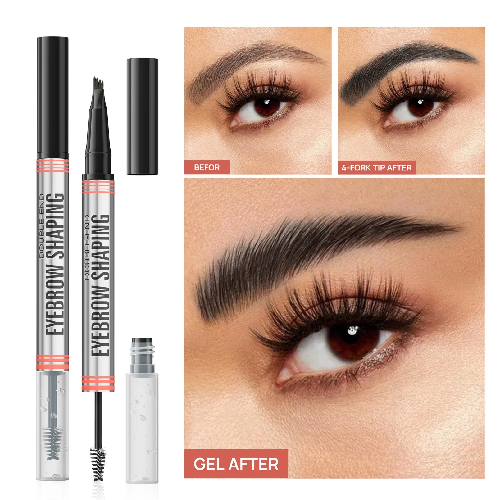 Hello Kiss 4-Fork Tip Waterproof Eyebrow Pen – 4 Colors