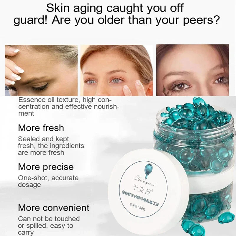 Blue Copper Peptide Face Serum Capsules – 30pc Firm & Glow