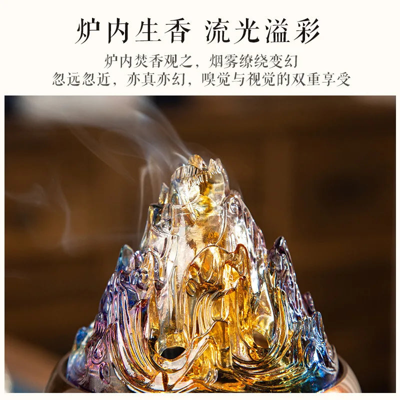 Liuli Boshan Furnace Pure Copper Incense Seal Stove Household Agarwood Incense Plate Incense Stove Tea Ceremony Incense Stove Oasis Select