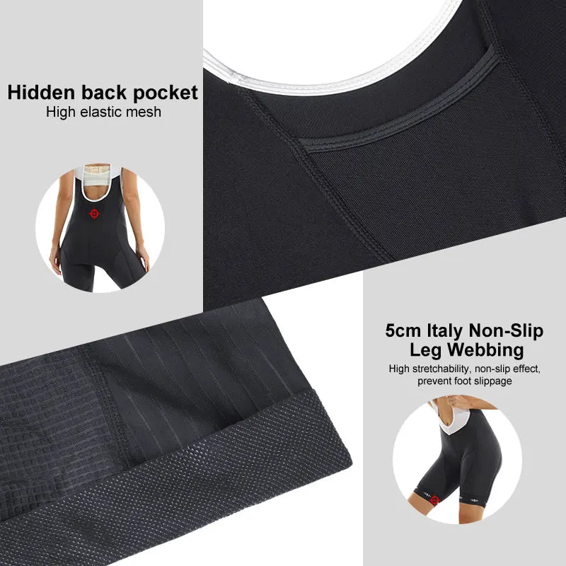 X-TIGER Cycling Bib Shorts Women Padded MTB Shorts Ride 6 Hours Biking Tights Slim Fit UPF 50+ Sports Shorts Hidden Back Pocket Oasis Select