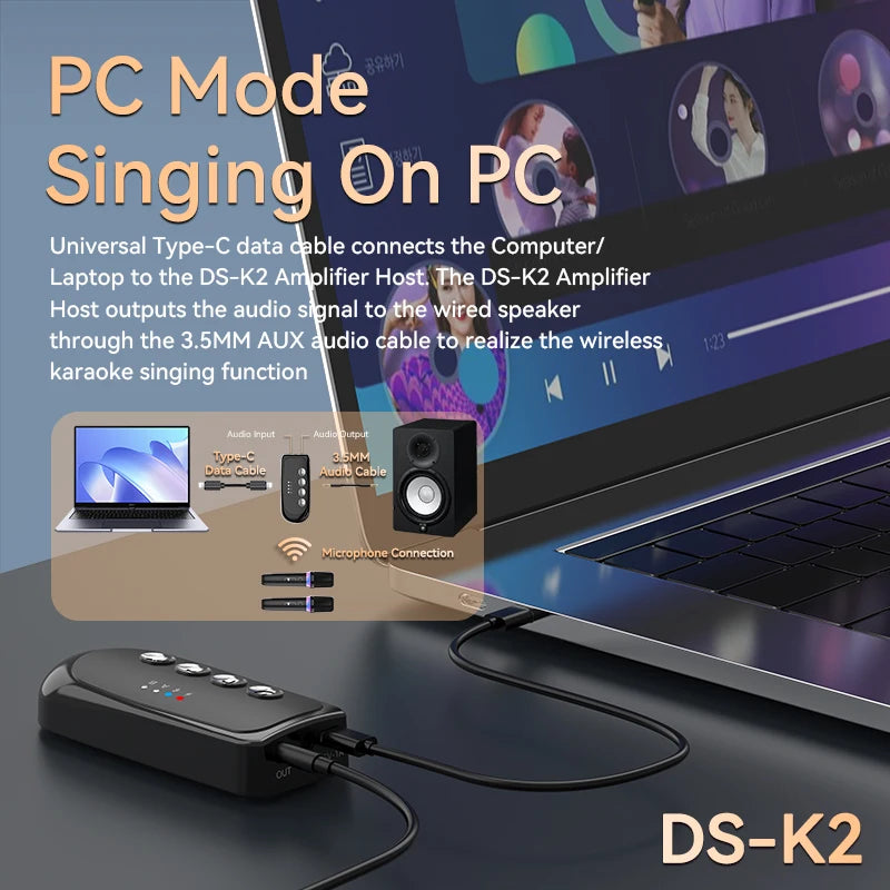 Karaoke Companion Wireless Microphone Dynamic Bluetooth 5.3 DSP Mixer System Machine RGB Colorful Light 3.5mm AUX Amplifier Host Oasis Select