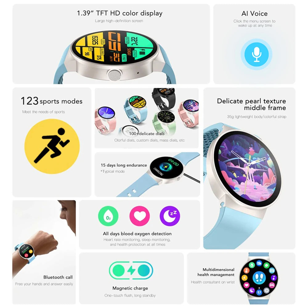 Waterproof Women Smartwatch Men Blue Tooth Call Smart Watches Sleep Heart Rate Health Monitor Sports Fitness Notification Push Oasis Select