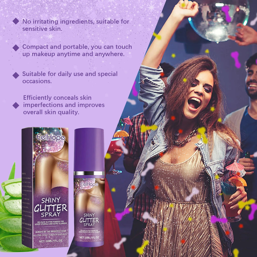 Eelhope Glitter Spray Highlighter – Skin, Hair & Face Shimmer