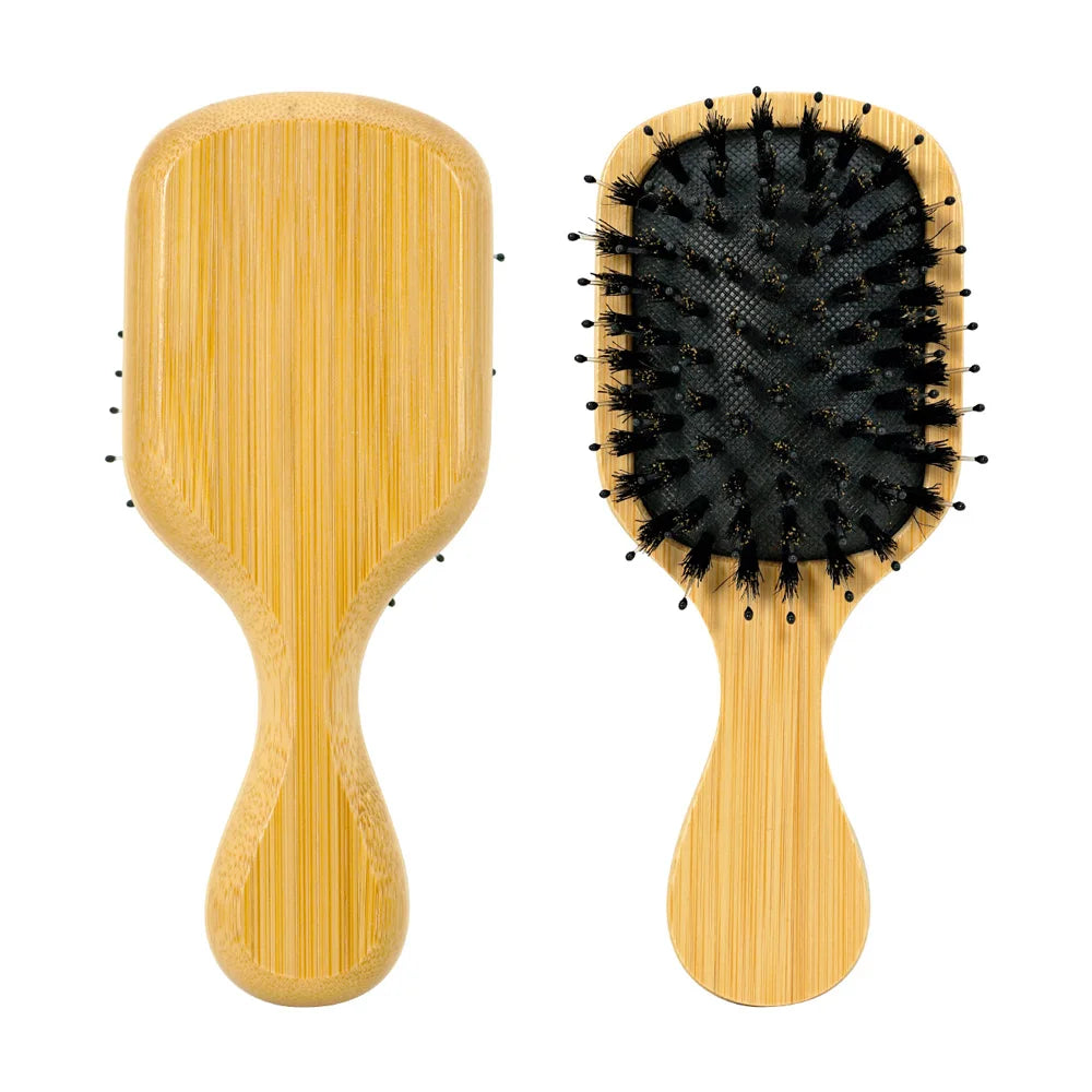 Bamboo Air Cushion Hair Brush – Natural Bristle Detangler Air Cushion Hair Brush Oasis Select