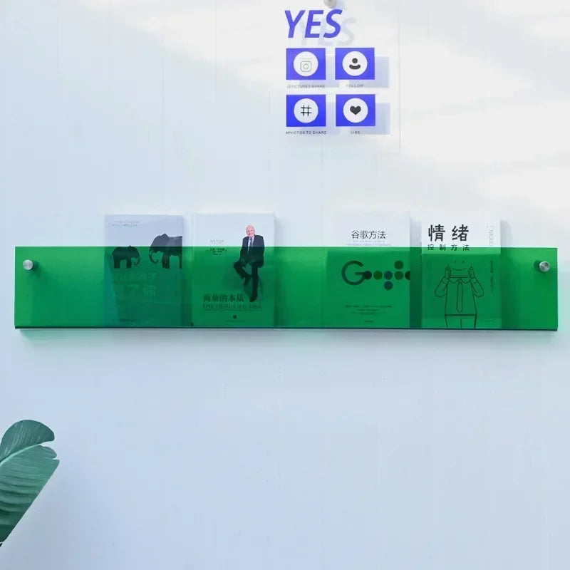 Acrylic Wall Mounted Bookshelf – Transparent Book & Magazine Rack