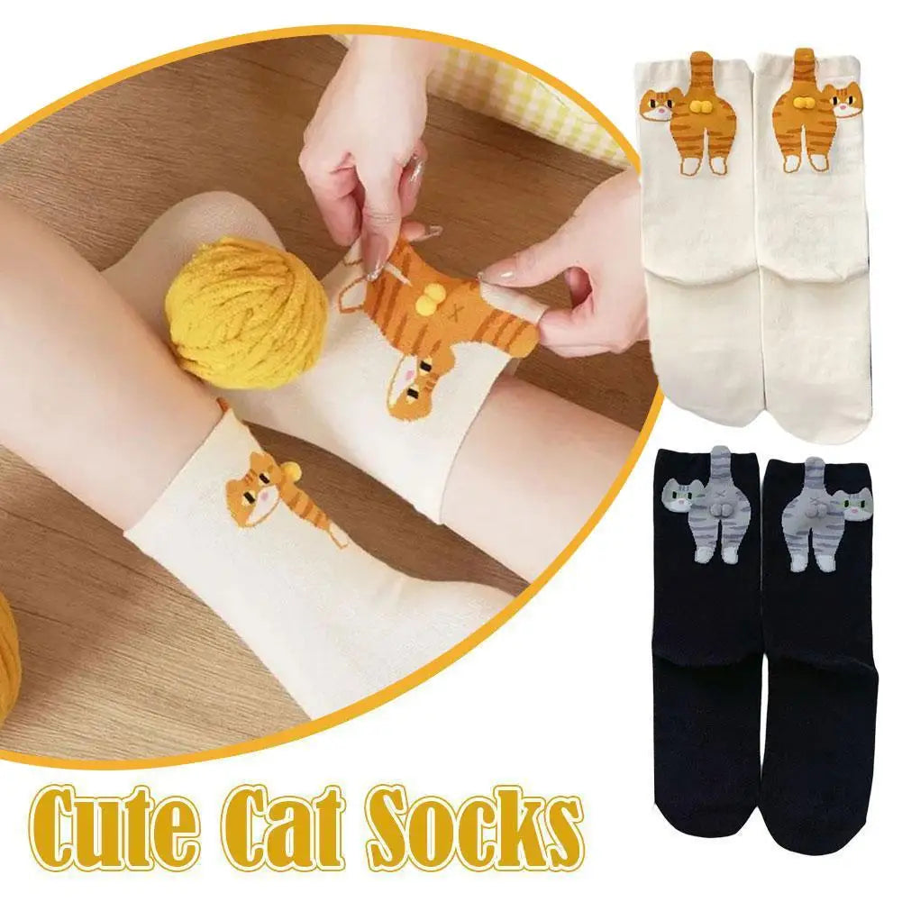 2025new Gift for cat lovers: cartoon cat ladies cotton socks breathable and comfortable socks for all seasons Oasis Select