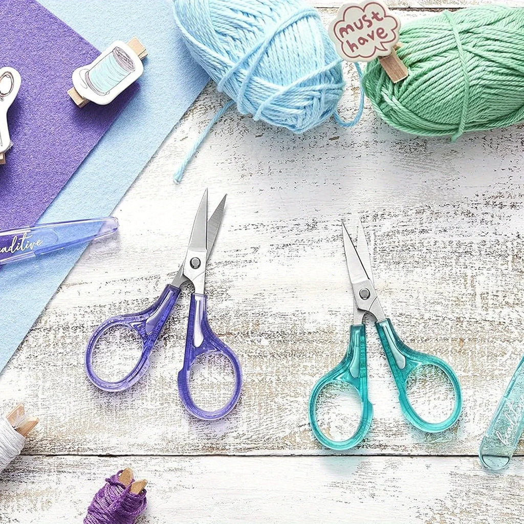 4pcs Sharp Detail Craft Scissors Set-Stainless Steel, Compact Design with Protective Cover for Sewing, Embroidery, Paper Cutting Oasis Select