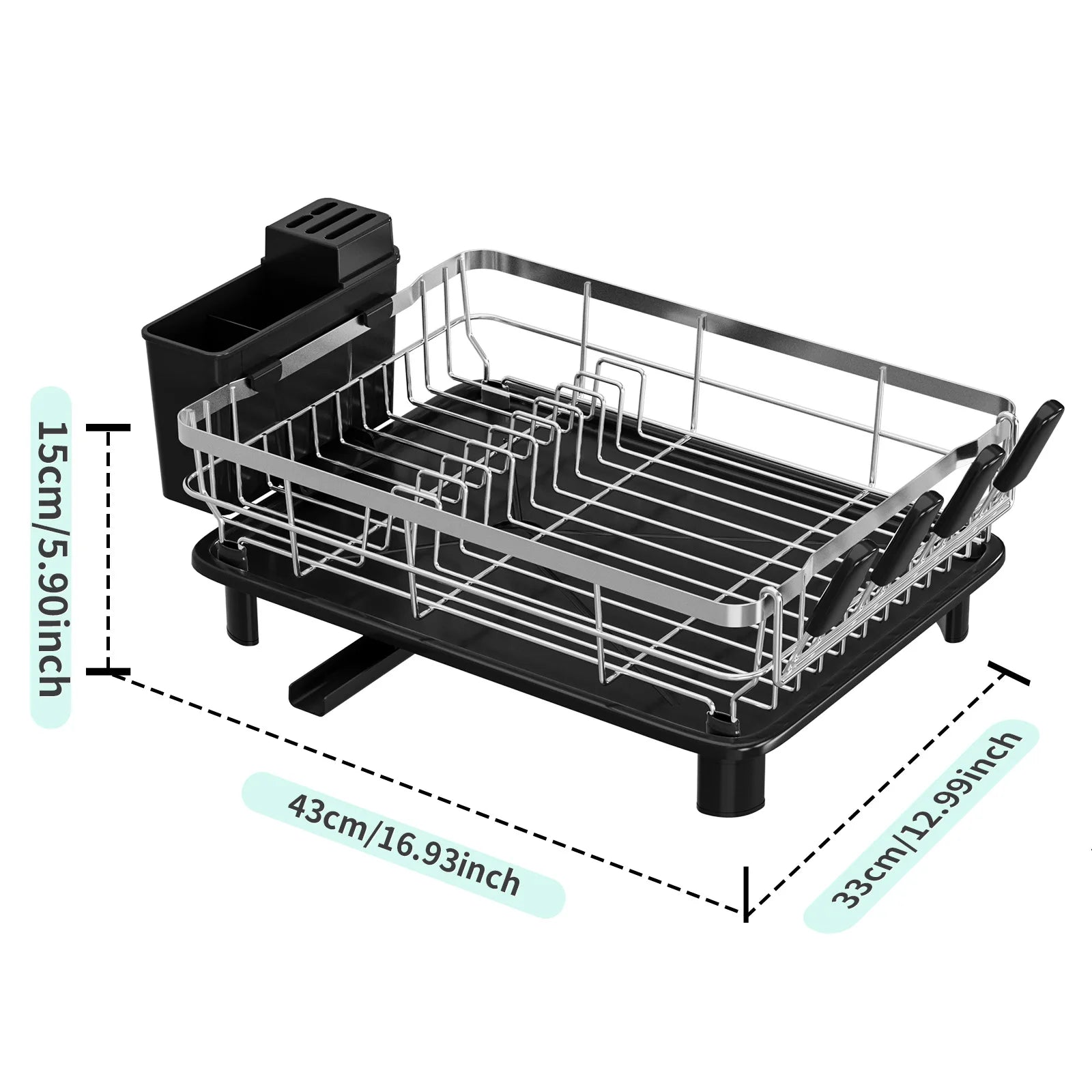 Stainless Steel Dish Storage Rack Bowl Rack Kitchen Sink Shelf Drain Basket Household Tableware Bowl Rack Oasis Select Black single layer