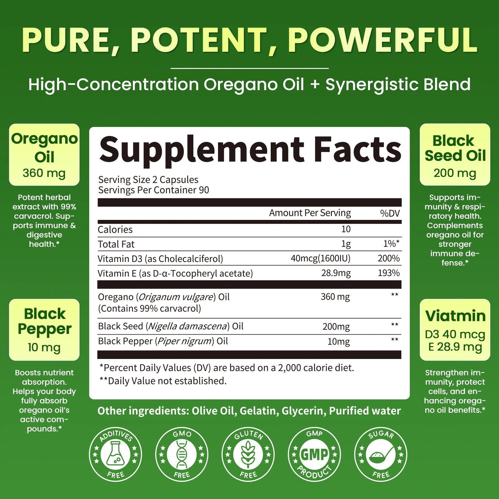Lukaree Organic Oregano Oil Capsule with Black Seed Oil, Ultra-Concentrated 99%,for Immune, Respiratory,Digestive & Antioxidant Oasis Select