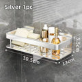 Bathroom Shelf Kitchen Storage Organizer Aluminum Alloy Shampoo Rack Shower Shelf Bathroom Accessories No Drill Shelf Oasis Select Styleb-Silvery-1PC