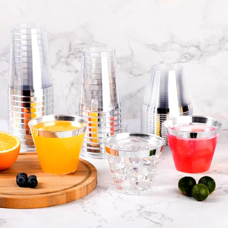 25PCS Disposable Champagne Clear Plastic Cup Outdoor Picnic Cup Drinking Cup for Parties Birthdays Weddings Cocktail Party Oasis Select