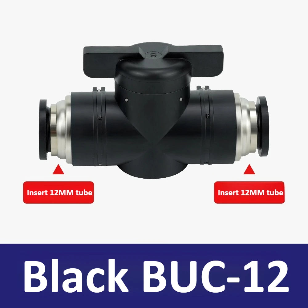 Black White BUC-4mm/6mm/8mm/10mm/12mm Pneumatic Switch Quick Insertion PU Air Pipe Joint Hand Valve Current Limit Air Valve Ball Oasis Select Black 12 Direct to BUC