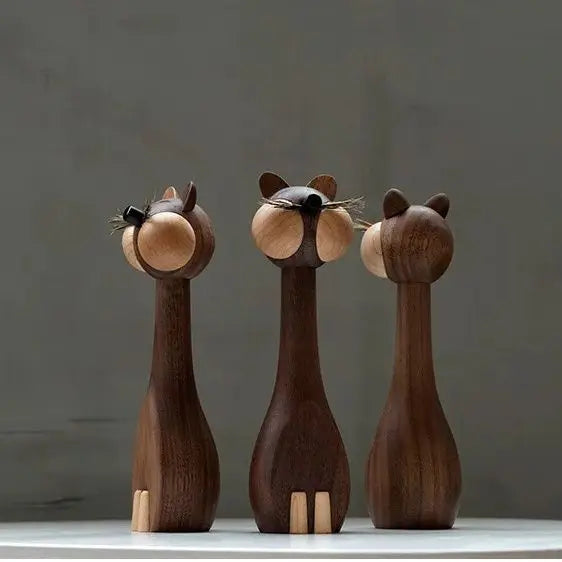 Cat-themed Creative Wooden Ornaments Soft Furnishings Wooden Toys Home Decorations Zodiac Birthday Gifts Dolls mouse Oasis Select