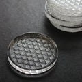 Glass Sea Wave Pattern Glass Coaster Square Round Whiskey Teacup Kung Fu Tea Cup Mat Saucer Wine Tumbler Holder Oasis Select Round Glazed about 7.7cm