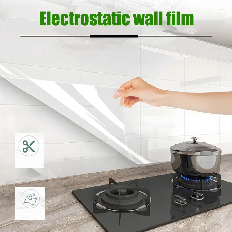 Kitchen Adhesive Wall Wallpaper High Temperature Resistance Oil Pollution Prevention Waterproof Wall Stickers Transparent Home Oasis Select