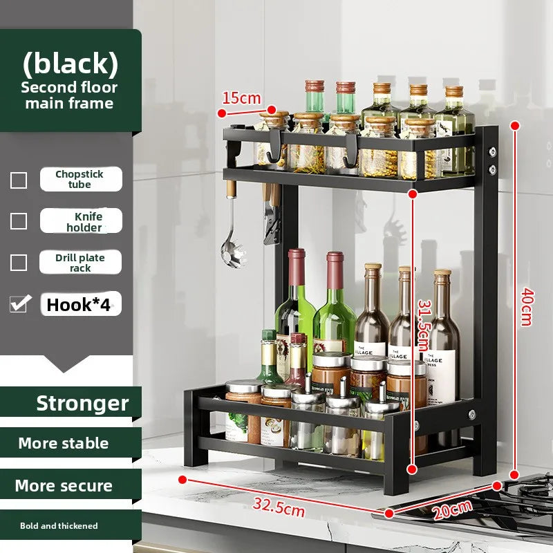 Kitchen Countertop Dish Storage Rack Bowl Rack Drain Rack Wrought Iron Multifunctional Desktop Dish Rack Oasis Select 2 black