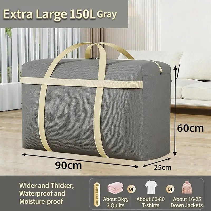 Extra Large Moving Packing Bags Household Quilt Storage Bags Clothes Organizer Luggage Bag Waterproof Moisture Proof Oasis Select L Gray