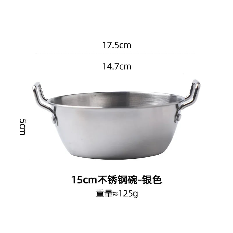 1pcs Stainless Steel Korean Style Pot Golden Sauce Dishes Appetizer Serving Dishes Sets Tray Spice Plates Kitchen Tableware Oasis Select silver-L