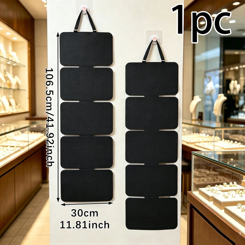 1pc black 5-piece hanging earring storage bag, foldable earring jewelry display stand suitable for badges, medals, organizers Oasis Select black