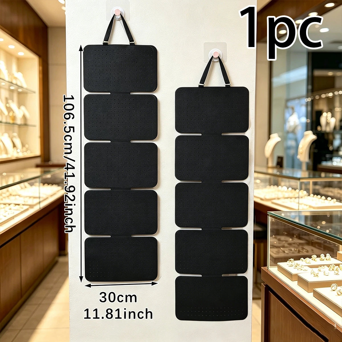 1pc black 5-piece hanging earring storage bag, foldable earring jewelry display stand suitable for badges, medals, organizers Oasis Select black