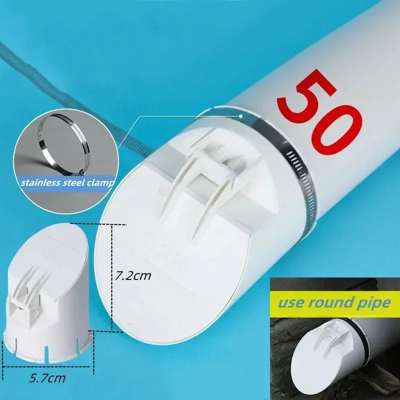 50-160mm Drainage Pipe Floor Drains Anti Backflow Anti Odor Insect-proof Rain Pipe Cover Cap Plug Outdoor Drainage Sewer Device Oasis Select 50mm