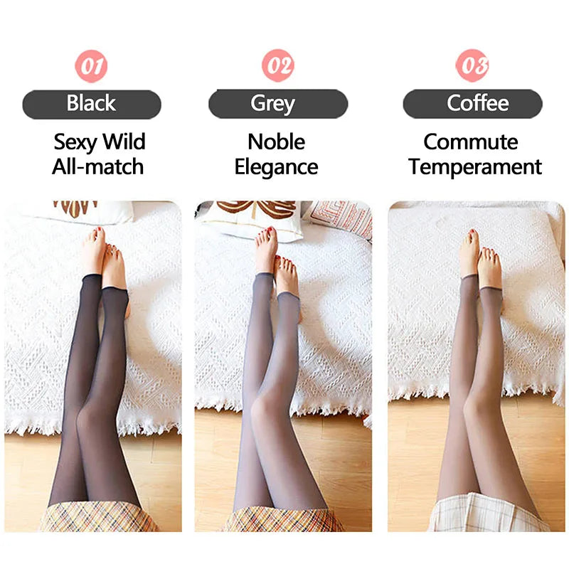 Women's Thermal Underwear Transparent Polar Thermo Warm Tights False Pantyhose Winterpanty Thermal Leggings Woman Polar Stocking Oasis Select